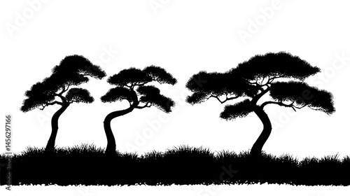 Ancient Trees Standing Sentinel, vector illustration