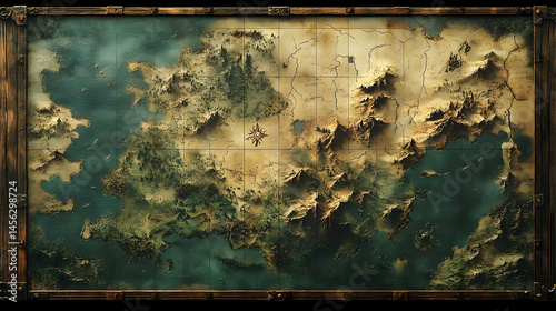Detailed fantasy world map, textured and aged.