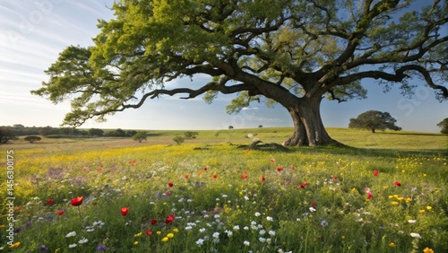 Solitary Oak in Spring Wild...