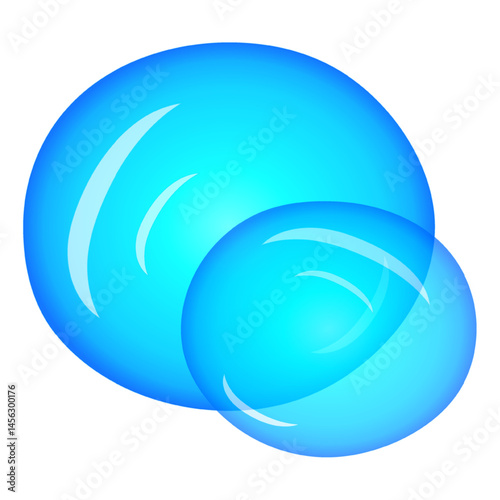 Summer colorful vector illustration featuring overlapping transparent blue water bubbles on white background. Underwater air bubble. Perfect for summertime and aquatic designs.
