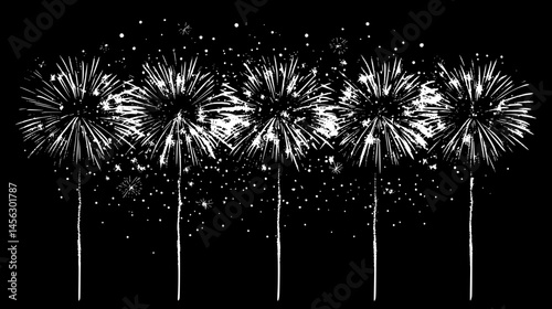 Fireworks Lighting Up Night Festival, vector illustration