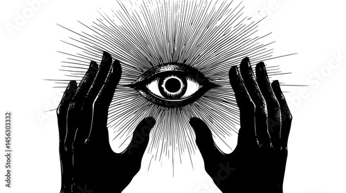 Hand Holding Sacred Eye Symbol, vector illustration