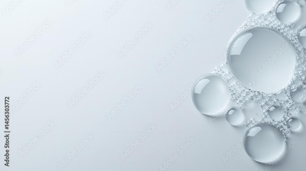 Transparent bubbles creating foam on a white background, perfect for backgrounds, textures and cosmetic projects Transparent bubbles creating foam on a white background, perfect for backgrounds, textures and cosmetic projects