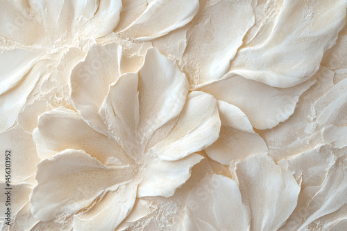 Creamy textured floral wall art soft petals delicate design