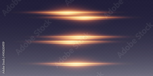 Light neon lines effects, horizontal rays of light.