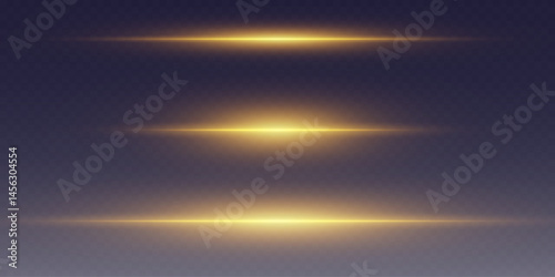 Set of flashes and neon light effects. Laser blast lines.