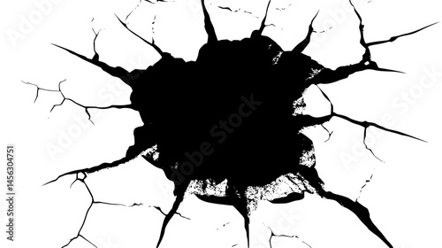 Letter Burst Through Cracked Wall, vector illustration