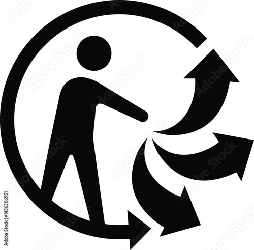 Triman recycling sign, Triman recycle icon symbol, sign of recycling of poly-bags in France, vector illustration