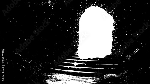 Portal Between Worlds With Ethereal Light, vector illustration