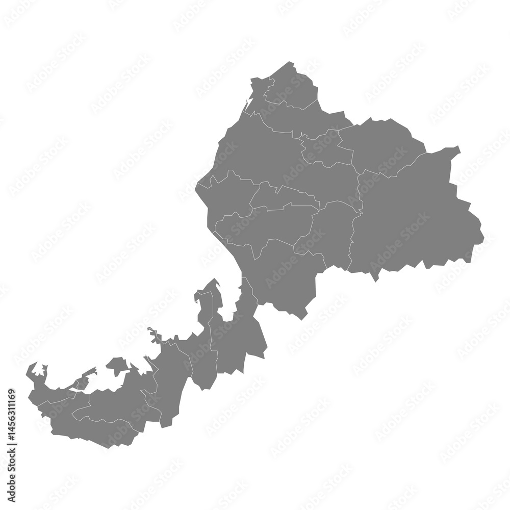 High Quality map of Fukui is a prefecture of Japan with borders of the districts