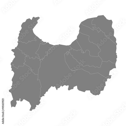 Obraz na płótnie High Quality map of Toyama is a prefecture of Japan with borders of the districts w salonie