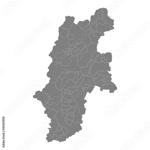 Obraz na płótnie High Quality map of Nagano is a prefecture of Japan with borders of the districts w salonie