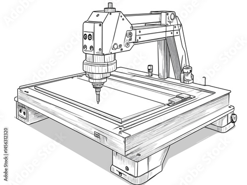 vector sketch of metalworking machine .Generative AI