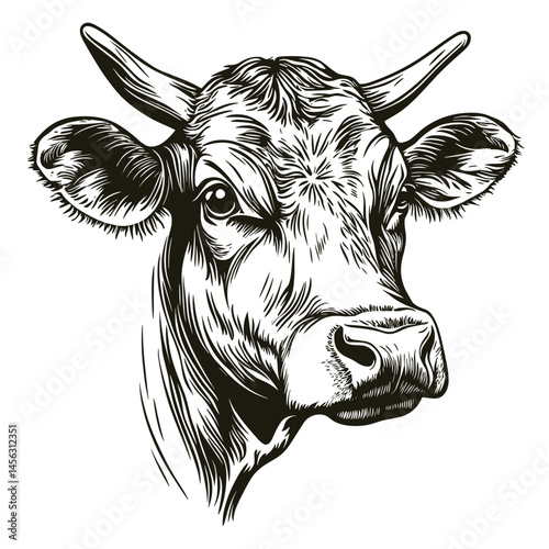 cow head sketch vector .Generative AI