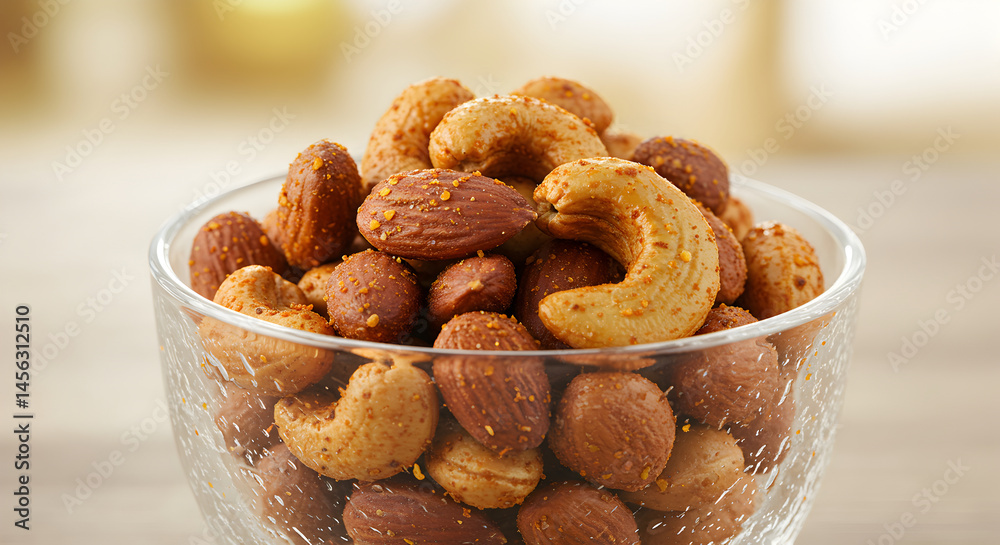 Fototapeta premium Bowl Full Of Seasoned Nuts Served As A Healthy Snack