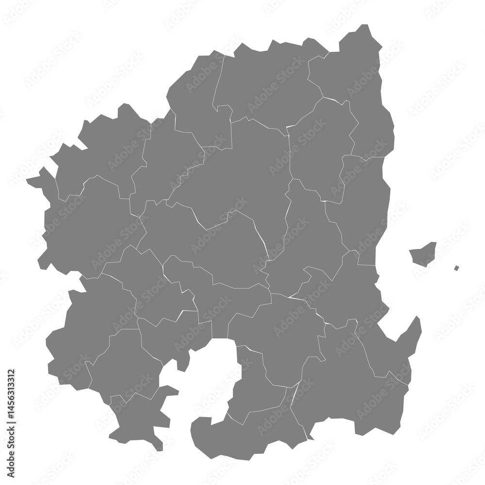 Obraz premium High Quality map of North Gyeongsang is a province of South Korea, with borders of the counties