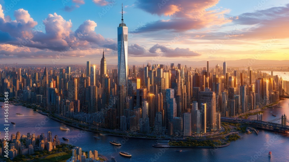 Fototapeta premium New York City skyline at sunset
