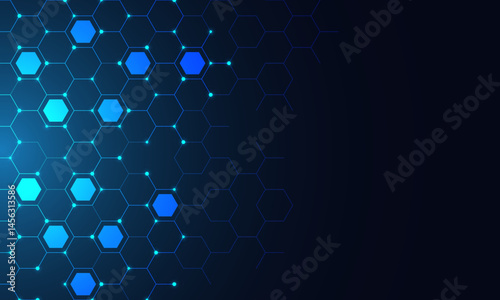 Abstract technology background and design element with hexagons pattern and geometric shapes