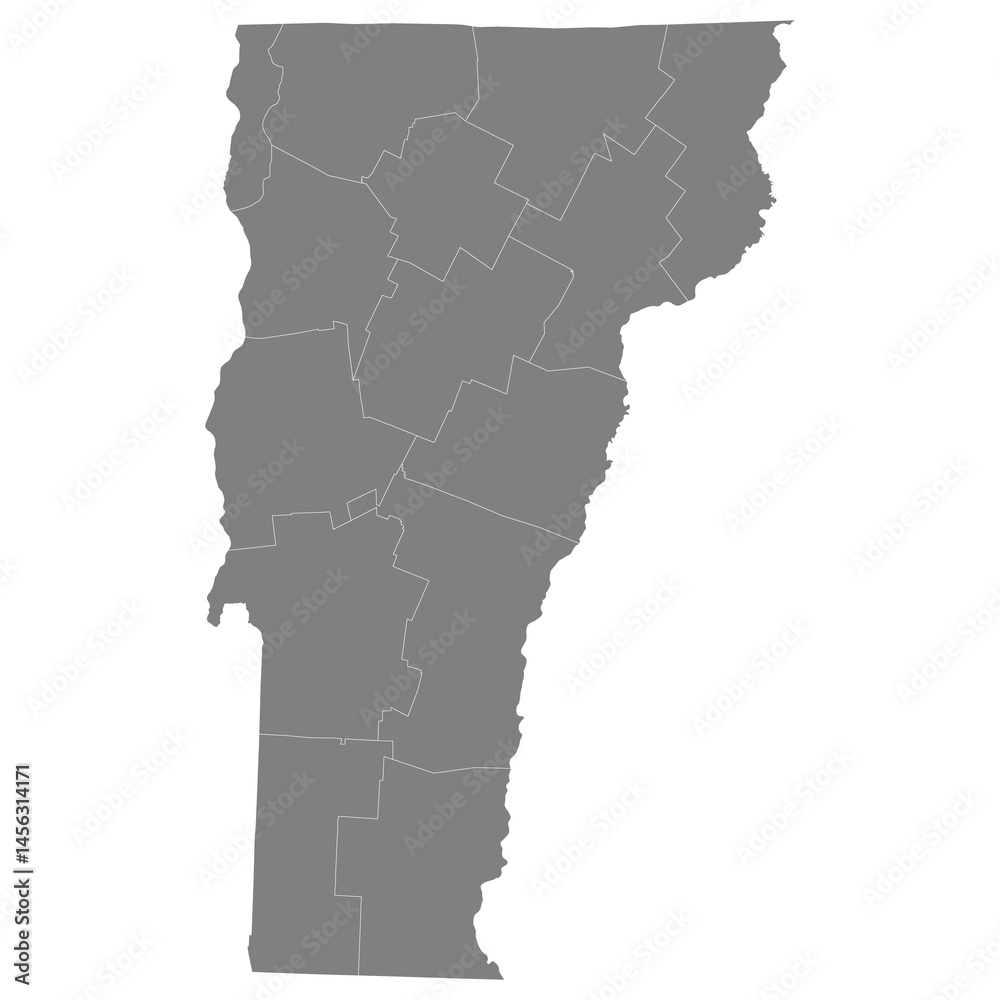 High Quality map of Vermont is a state of United States with borders of the counties