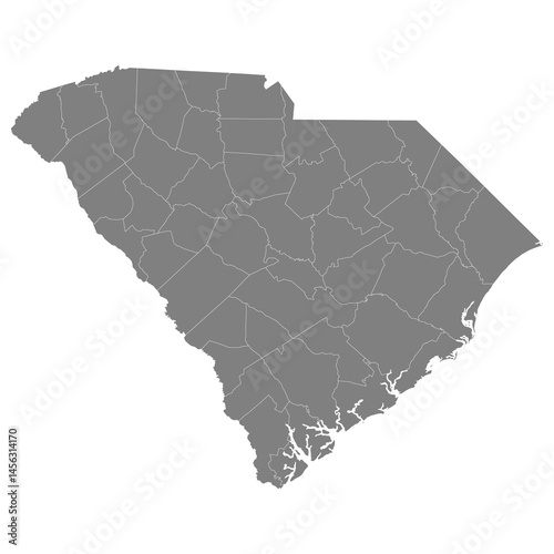 High Quality map of South Carolina is a state of United States with borders of the counties