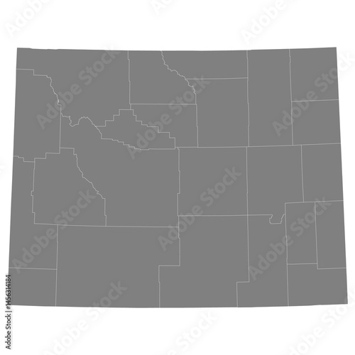 Obraz na płótnie High Quality map of Wyoming is a state of United States with borders of the counties w salonie