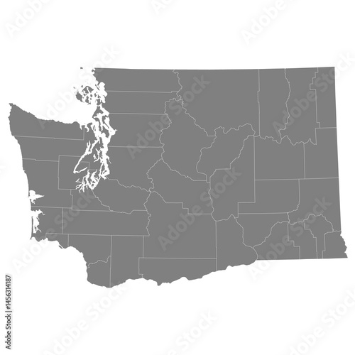 High Quality map of Washington is a state of United States with borders of the counties