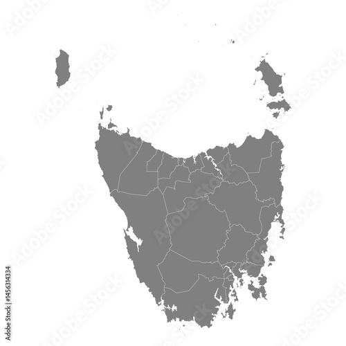 Obraz na płótnie High Quality map of Tasmania is a state of Australia, with borders of the Local government areas w salonie