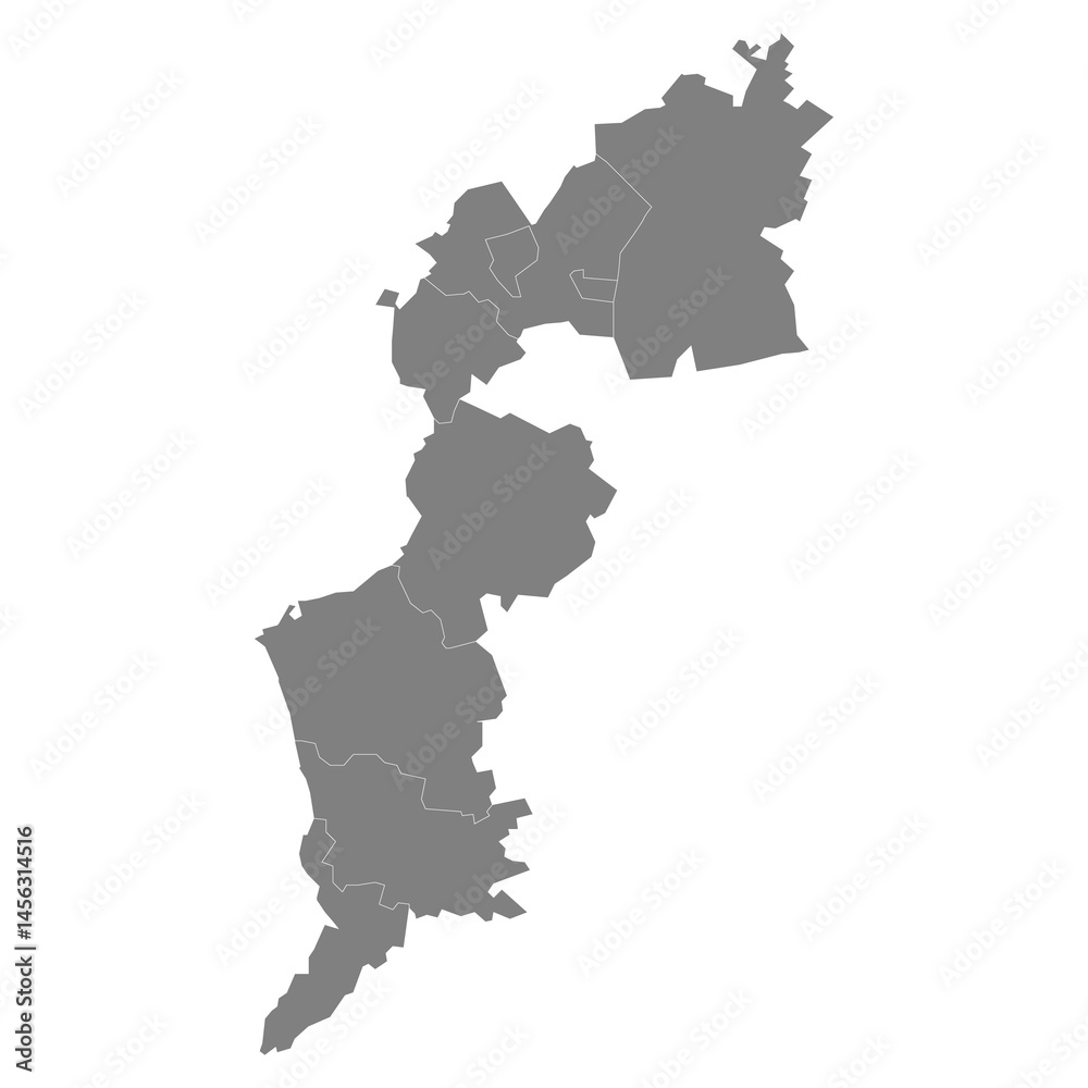 High Quality map of Burgenland is a state of Austria, with borders of the counties