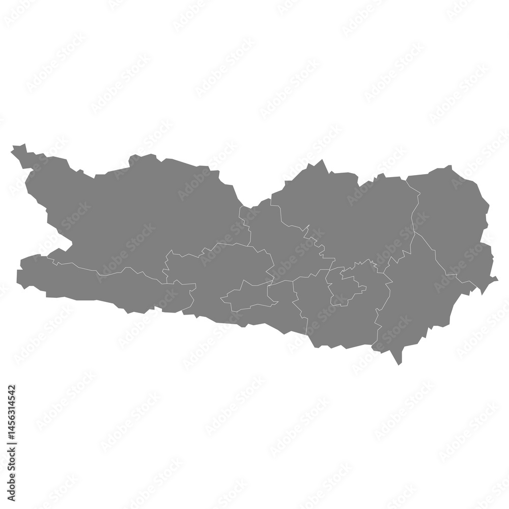 High Quality map of Carinthia is a state of Austria, with borders of the counties