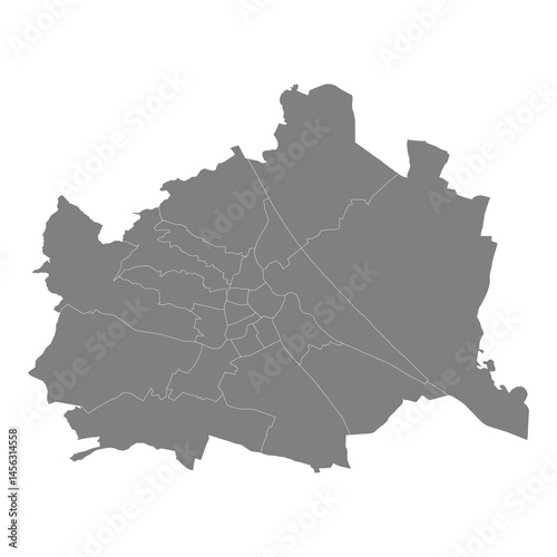 Obraz na płótnie High Quality map of Vienna is a state of Austria, with borders of the counties w salonie