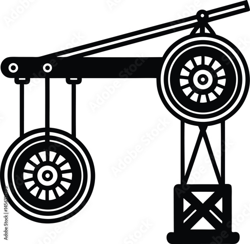 Crane silhouette isolated on white background