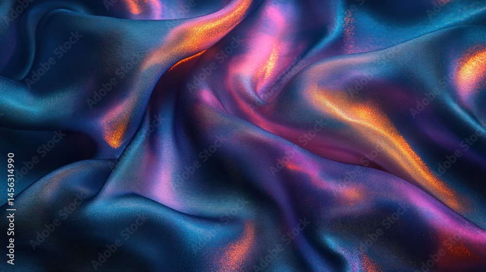 Obraz premium Fluid, iridescent silk fabric drapes in vibrant hues
