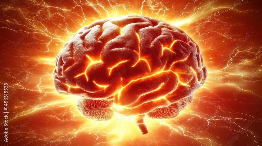 Fototapeta premium Human brain emitting powerful energy