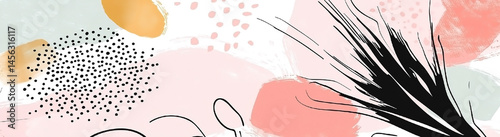 A colorful abstract painting with a lot of different shapes and textures. Background Print for Textile, Packaging, Banner, Decor, Wrap, Fashion, Accessories, Web, Social.