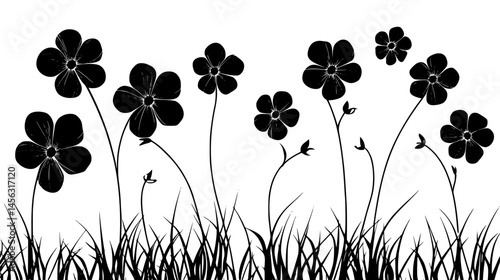 Garden Awakening With Spring Flowers, vector graphic