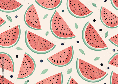 seamless pattern of watermelon slices