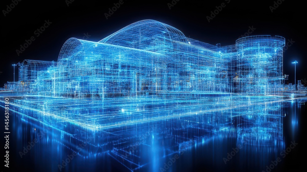 Obraz premium Futuristic city concept with digital network connections and glo