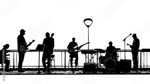 Musician Playing In Busy Public Area, vector graphic