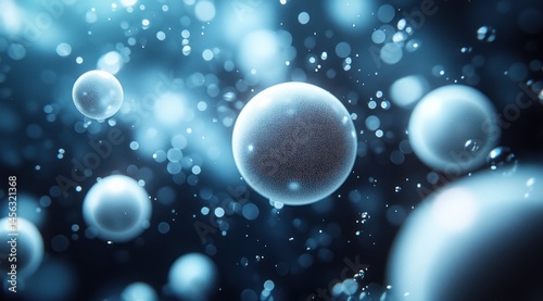 Abstract digital illustration of spheres in motion.
