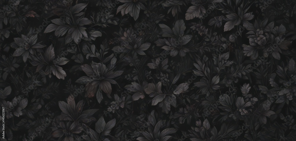 custom made wallpaper toronto digitalAbstract charcoal botanical wallpaper; dark, seamless floral design, floral, monochrome, flowers