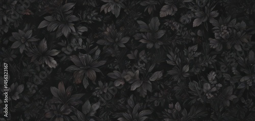 Wallpaper Mural Abstract charcoal botanical wallpaper; dark, seamless floral design, floral, monochrome, flowers Torontodigital.ca