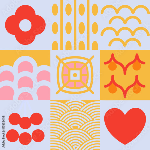 Wallpaper Mural Vector set of brutalist geometric shapes. Naive playful shapes.Abstract minimalist figures, stars, flowes.Vector Torontodigital.ca