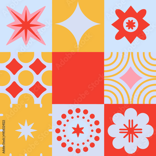 Wallpaper Mural Vector set of brutalist geometric shapes. Naive playful shapes.Abstract minimalist figures, stars, flowes.Vector Torontodigital.ca