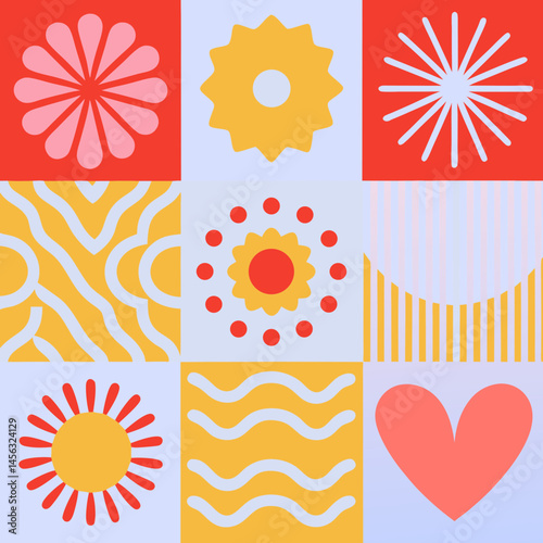 Wallpaper Mural Vector set of brutalist geometric shapes. Naive playful shapes.Abstract minimalist figures, stars, flowes.Vector Torontodigital.ca