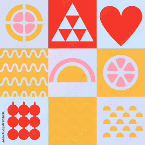 Wallpaper Mural Vector set of brutalist geometric shapes. Naive playful shapes.Abstract minimalist figures, stars, flowes.Vector Torontodigital.ca
