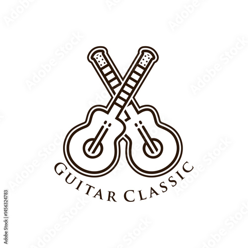 Classical guitar logo design for company brand symbol