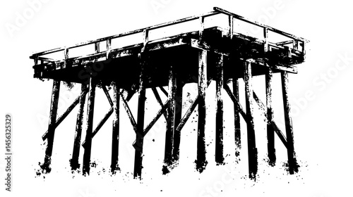 Wooden Structure Built On Stilts, vector graphic