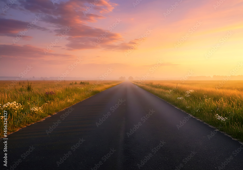 Fototapeta premium Road in the mountains, The Lonely Road Ahead, road in the desert, the road to the sky, driving on the road, country road in the desert