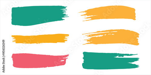 A set of watercolor paint strokes, whit white background