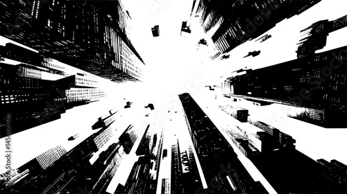 Buildings Stretching To Open Sky, vector illustration art